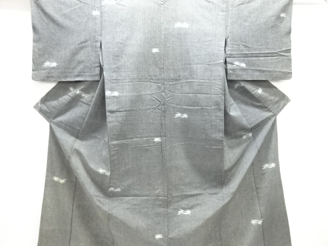 JAPANESE KIMONO / ANTIQUE HITOE KIMONO / TSUMUGI / WOVEN ABSTRACT PATTERN